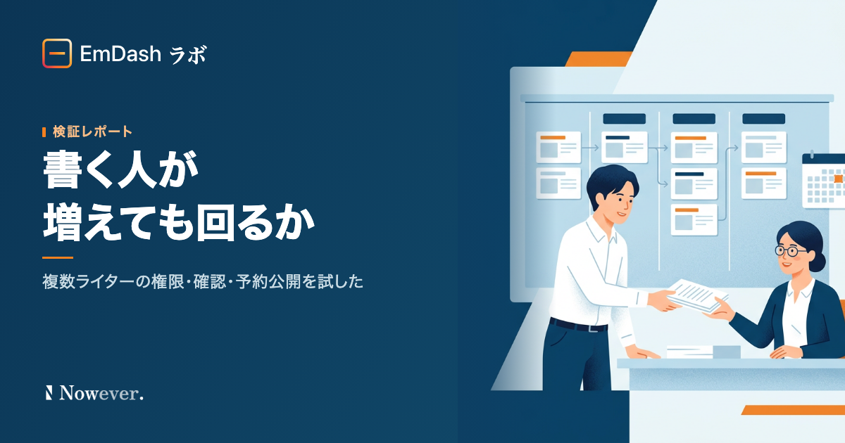 書く人が増えても回るか：EmDash 1.2 で権限・確認の流れ・予約公開を試した